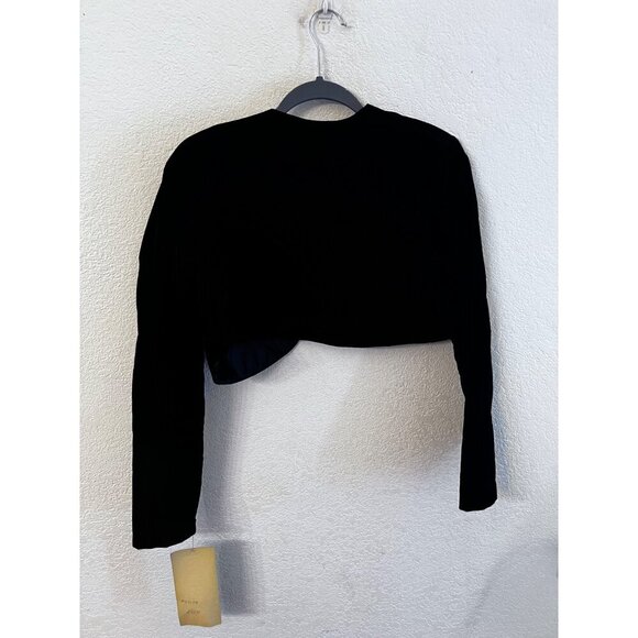 Roberta black velvet California puff sleeve crop jacket women size large - Picture 2 of 5
